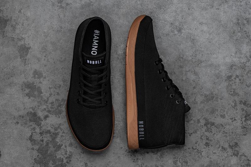 Black Nobull Coffee Canvas Mid Men's Trainers | CA Q1271M